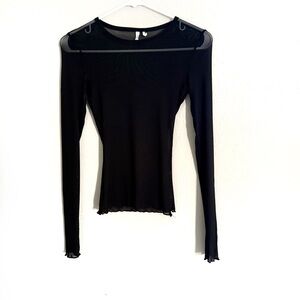 UO Out From Under Sheer Black Long Sleeve Fitted Stretchy Top
